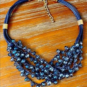 Blue Beaded Cluster Necklace